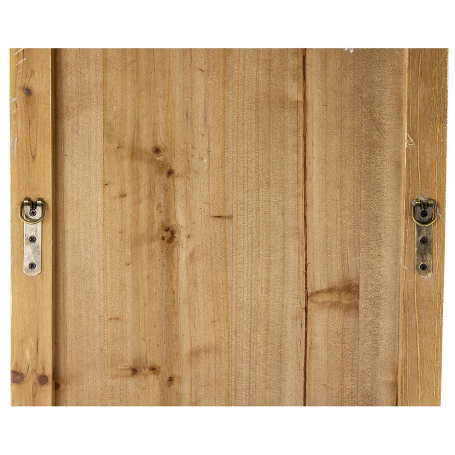 Patinás, antikolt felületű,, kazettákkal és stukkókkal díszített, fenyőfából készült krémszínű falpanel.