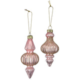 SHINY pink üveg karácsonyfadíszek két különleges hosszúkás ornament formában