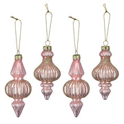 SHINY 4 db-os pink üveg karácsonyfadísz szett 12 és 15 cm-es aranyló ornamentekkel