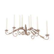 Antikolt felületű, krémszínű, 8 ágú, fém gyertyatartó.