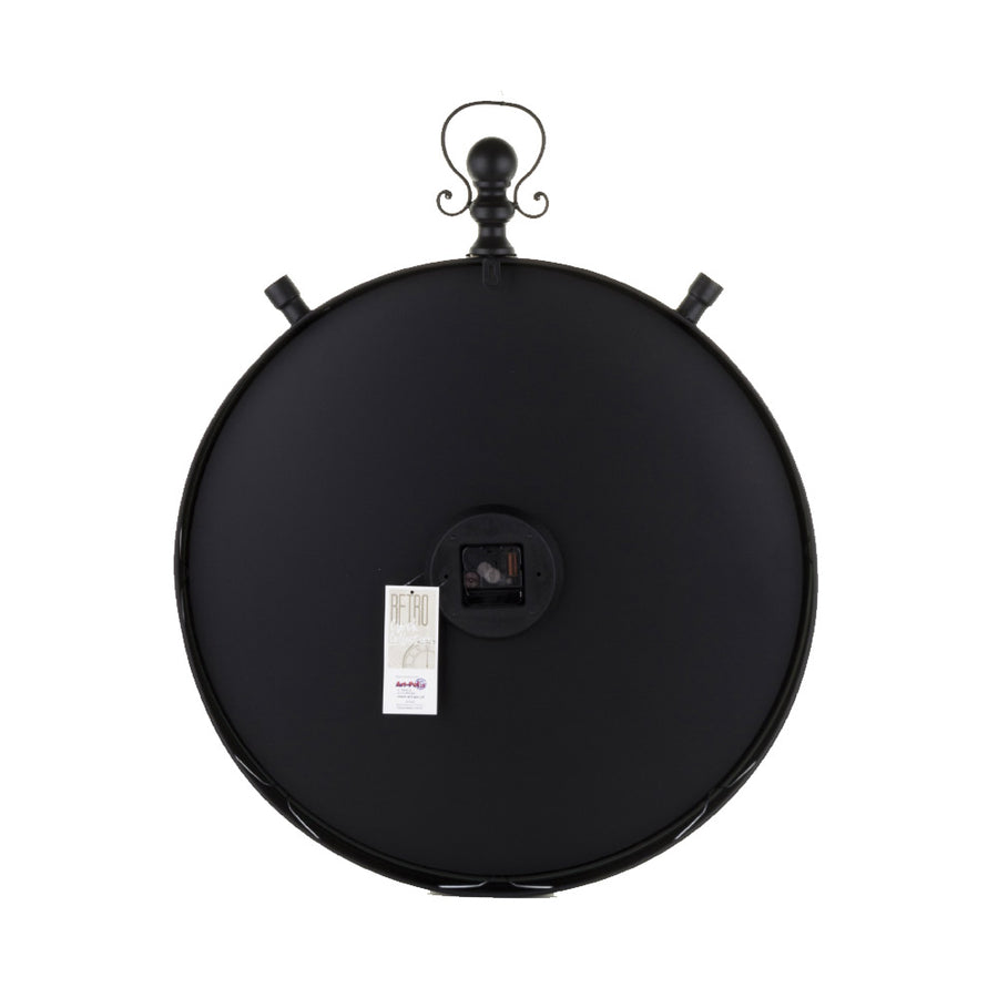 Vintage stílusú, fémből valamint műanyagból készült, fekete és krémszínű falióra.