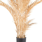 Aranyszínű mű aranypálma alsó része fekete kaspóval, elegáns dekorációhoz.