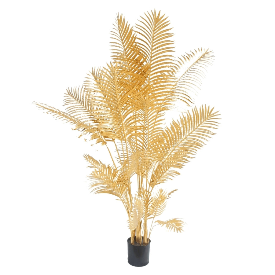Aranyszínű mű aranypálma 200 cm fekete kaspóban, glamour stílusú dekoráció