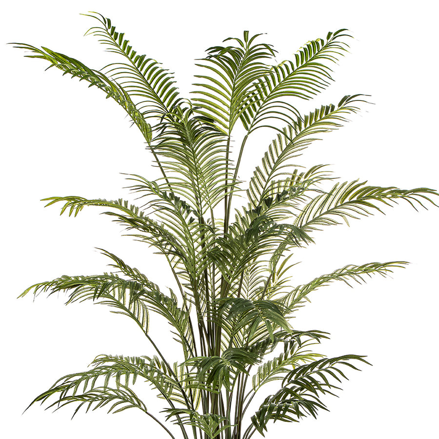 Areca Forest mű pálma részletfotó, finom fésűs zöld levelekkel.