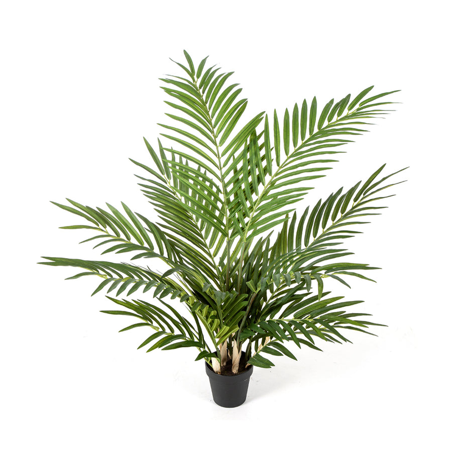 Élethű Areca Forest mű erdei aranypálma 80 cm magas fekete kaspóban, trópusi hangulatú dekoráció.