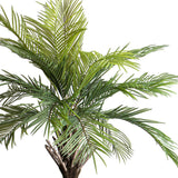 Areca mű pálmafa részletezve, realisztikus zöld levelekkel közelről.