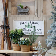 Vintage stílusú antik fém szán karácsonyi dekoráció részeként, növényekkel és táblával