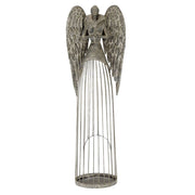 Art Ferro antikolt szürke fém angyal figura 71 cm magas, rusztikus stílusban