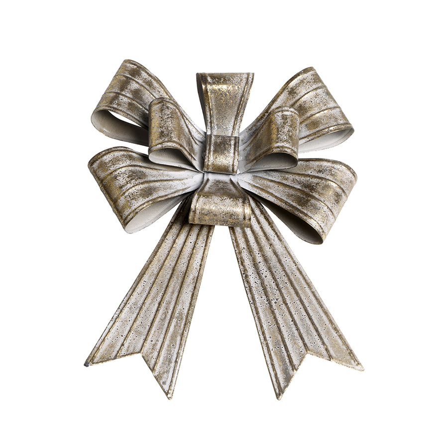 Rézszínű, fémből készült karácsonyi dekor masni.