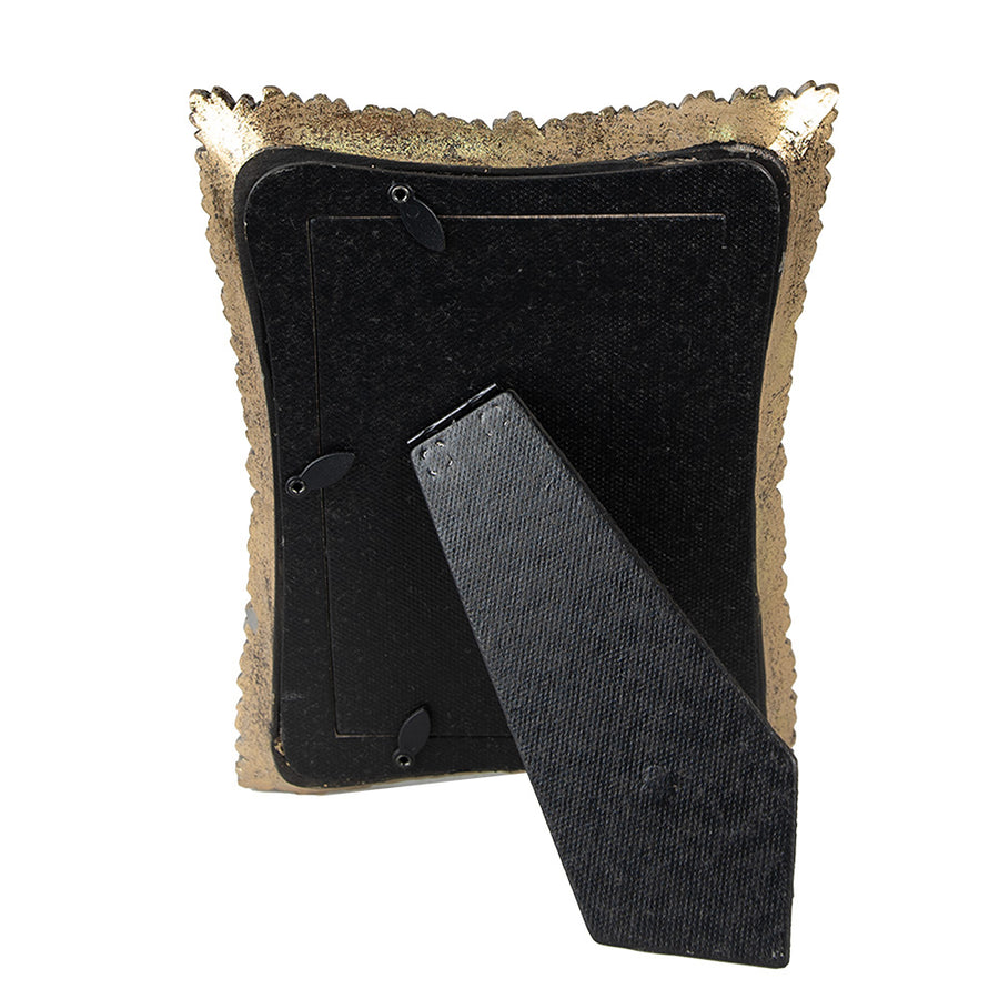 Levél díszes, antik aranyszínű asztali fényképtartó képkeret.