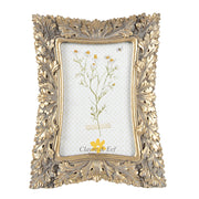 Levél díszes, antik aranyszínű asztali fényképtartó képkeret.