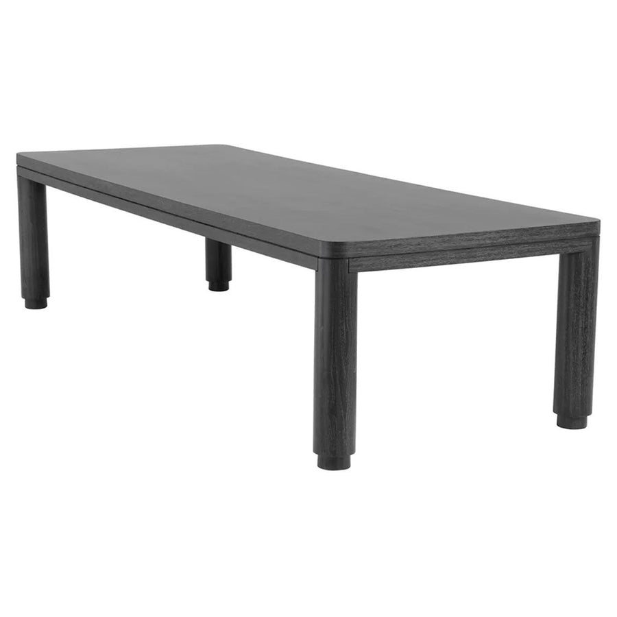 Grafitszürke színű tölgyfurnérból készült, formatervezett design étkezőasztal.