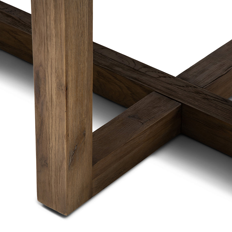 BALI japandi étkezőasztal 280 cm oldalnézeti részlet, vastag fa asztallap