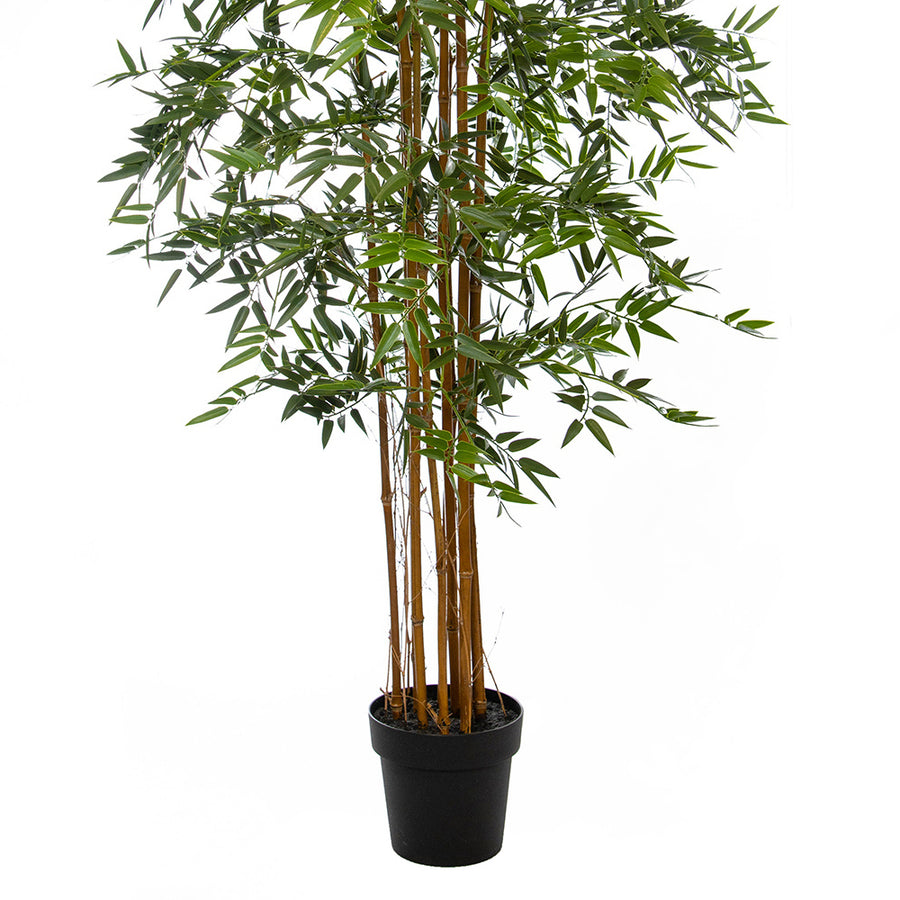 210 cm magas tűz- és UV-álló mű bambusz alsó része, fekete súlyozott kaspóval és valódi bambusztörzsekkel.