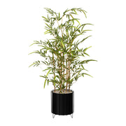 Dekoratív mű bambusz cserje modern fekete drótállványos kaspóban