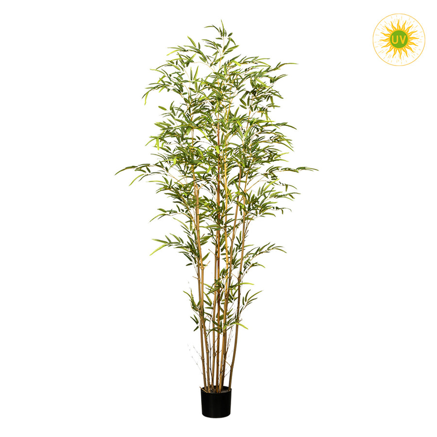 UV-álló, 180 cm magas zöld mű bambusz cserje fekete kaspóban