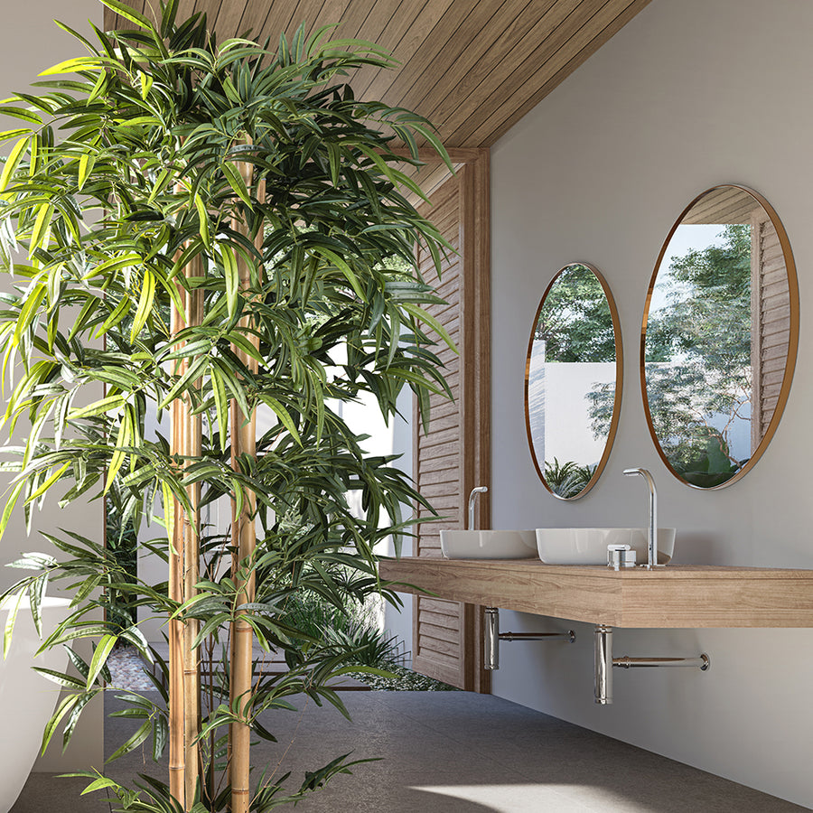 Mű bambusz növény modern beltérben elhelyezve