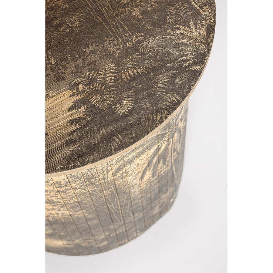 Dzsungelt ábrázoló, bambuszból készült dohányzóasztal.