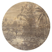 Dzsungelt ábrázoló, bambuszból készült dohányzóasztal.