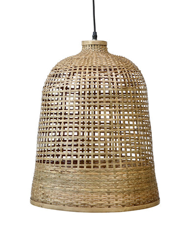 Natúr színű bambuszból készült függeszték lámpa.