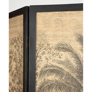 Dzsungelt ábrázoló háromszárnyas bambusz paraván.