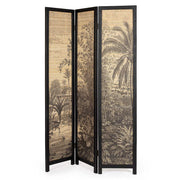 Dzsungelt ábrázoló háromszárnyas bambusz paraván.