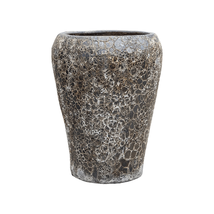 BAQ Lava Coppa kaspó oldalnézetből – sötét tónusú, rusztikus kivitel