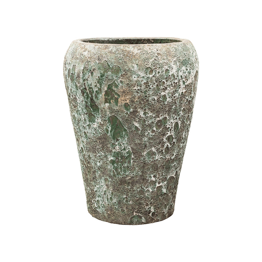 BAQ Lava Coppa Relic Jade kaspó hátulnézetből – kézzel készített, kúpos forma