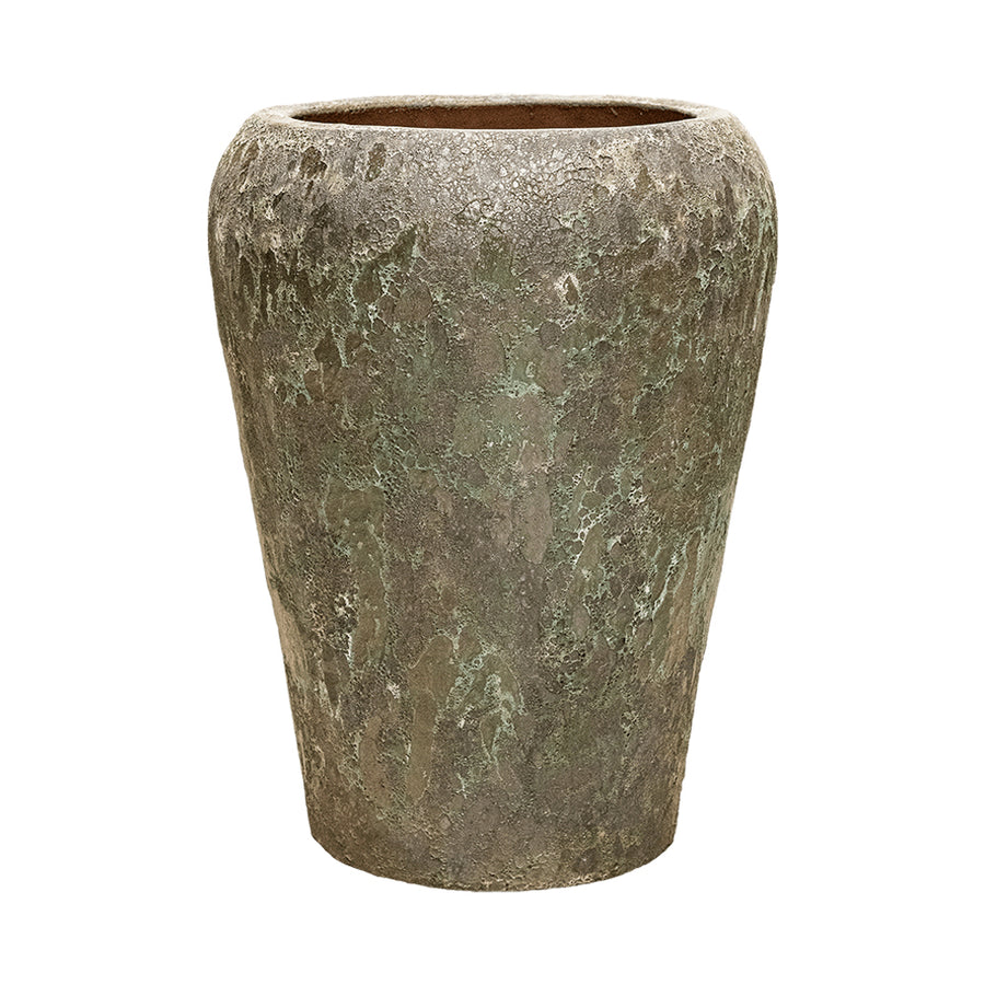 BAQ Lava Coppa Relic Jade kerámia kaspó – elölnézet, zöldes, kőhatású textúrával