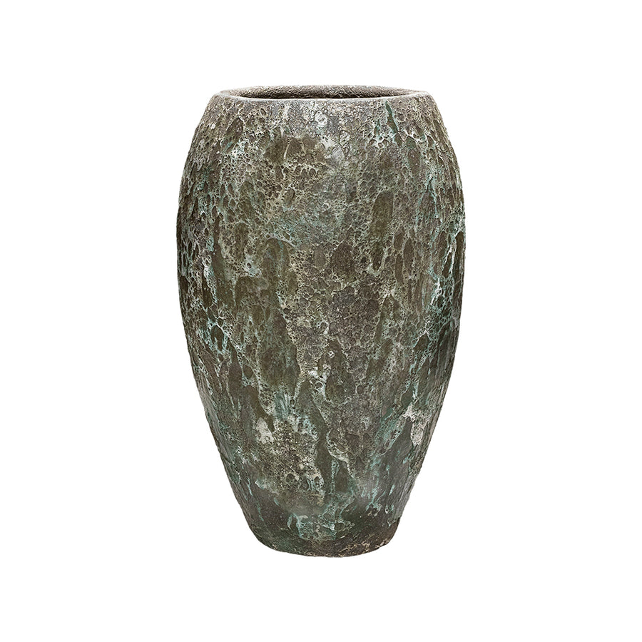 BAQ Lava Emperor Relic Jade kerámia kaspó, zöld árnyalatban, elölnézet.