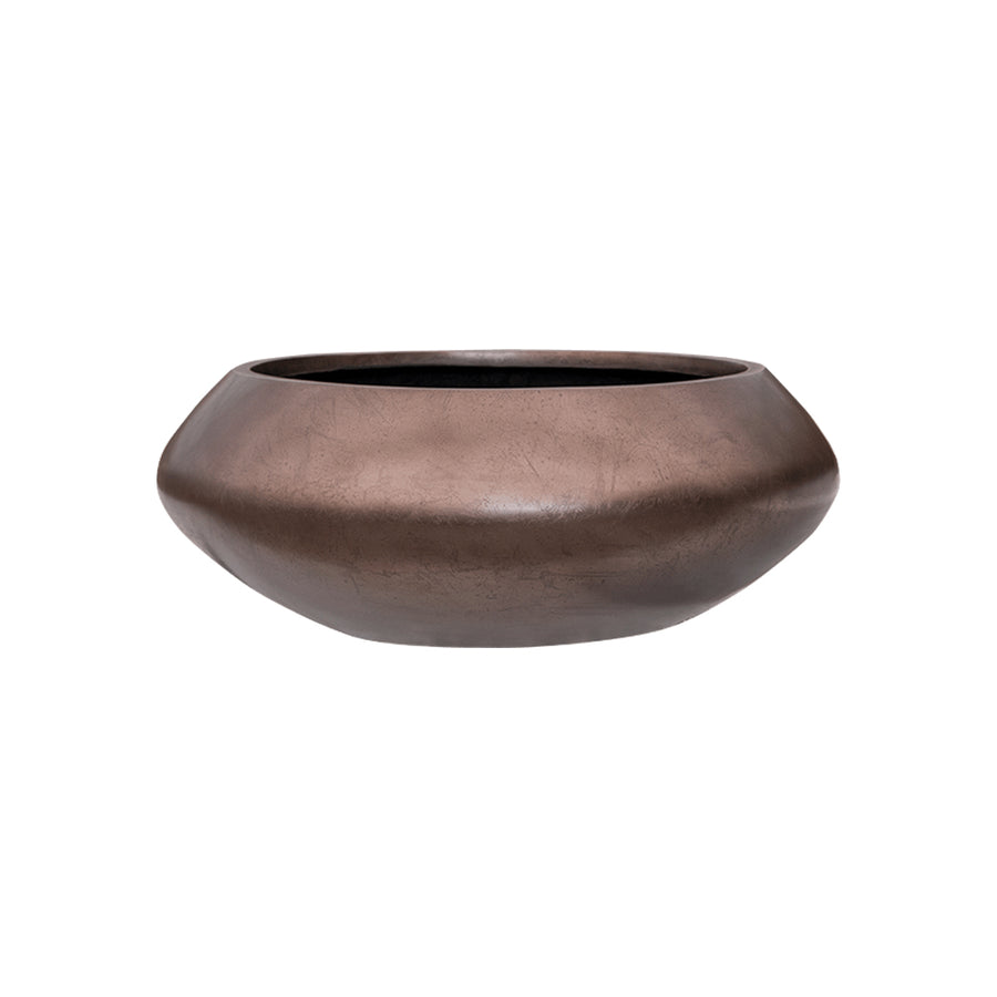 Csónak formájú BAQ Metallic Bowl UFO kaspó matt kávé színben, 40 cm-es méretben, modern dizájnnal.