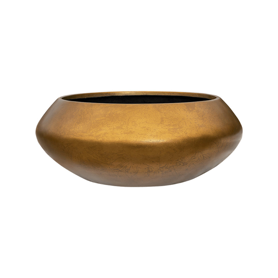 BAQ Metallic Bowl UFO matt honey kaspó 55 cm-es kivitelben, modern arany felülettel