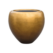 Modern, matt arany felületű design kaspó oldalsó nézetből