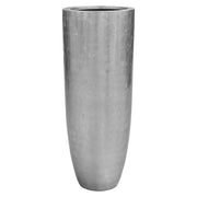Fényes ezüstszínű, magas, henger alakú BAQ kaspó – modern, luxus hatású kivitel beltéri növényekhez.