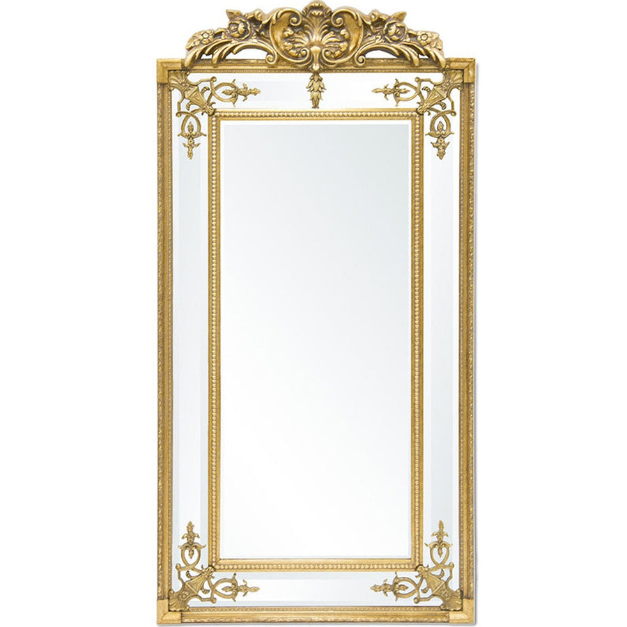 Barokkos megjelenésű,, fából készült, aranyszínű óriás falitükör.