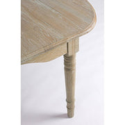 Bedford natúr tölgyfa étkezőasztal lekerekített sarkú asztallap és faragott láb részlete.