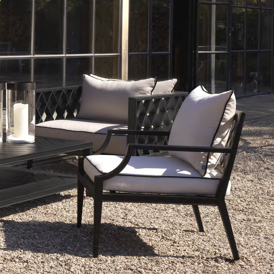 BELLA VISTA kültéri lounge fotel és kanapé elegáns terasz enteriőrben