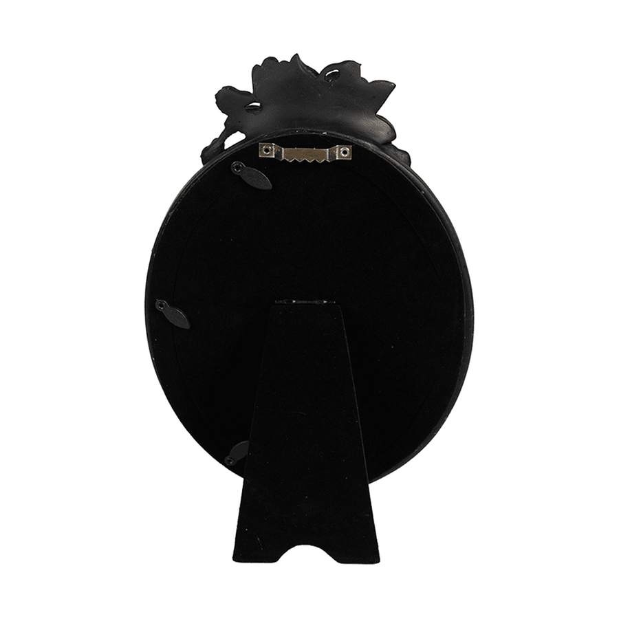 Fekete színű, ovális formájú&nbsp;fényképtartó.