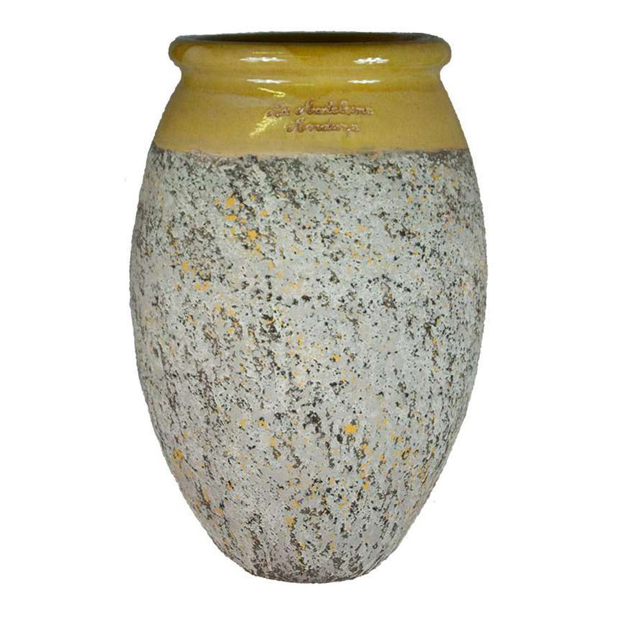 Sárga mázas BIOT Provence kerámia kaspó 120 cm, antikolt felületű, kézzel készült francia kaspó