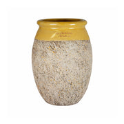 Sárga mázas BIOT Provence kerámia kaspó 70 cm, antikolt felületű kézműves francia kaspó