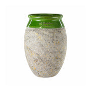 Zöld mázas BIOT Provence kerámia kaspó 70 cm, klasszikus olívás formájú kerti kaspó