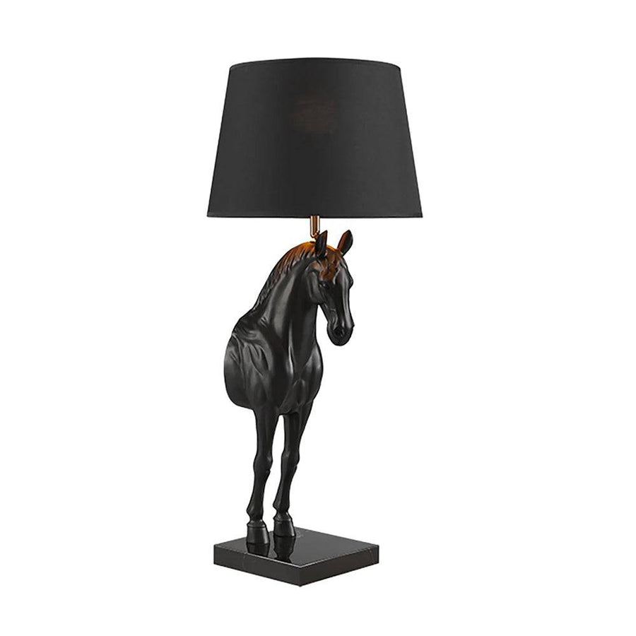Black Beauty fekete lófigurás asztali lámpa termékfotó elölnézet