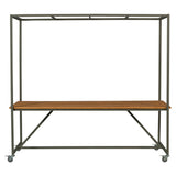 eukaliptuszfa kerti asztal pergola vázzal és kerekekkel