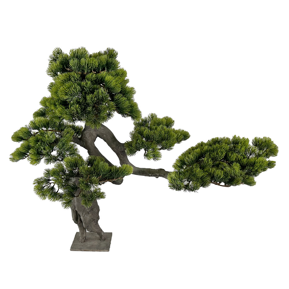 Zöld színű, mű fenyő bonsai fa.