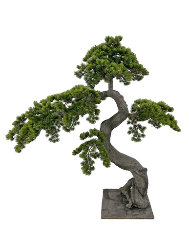 Zöld színű, mű fenyő bonsai fa.