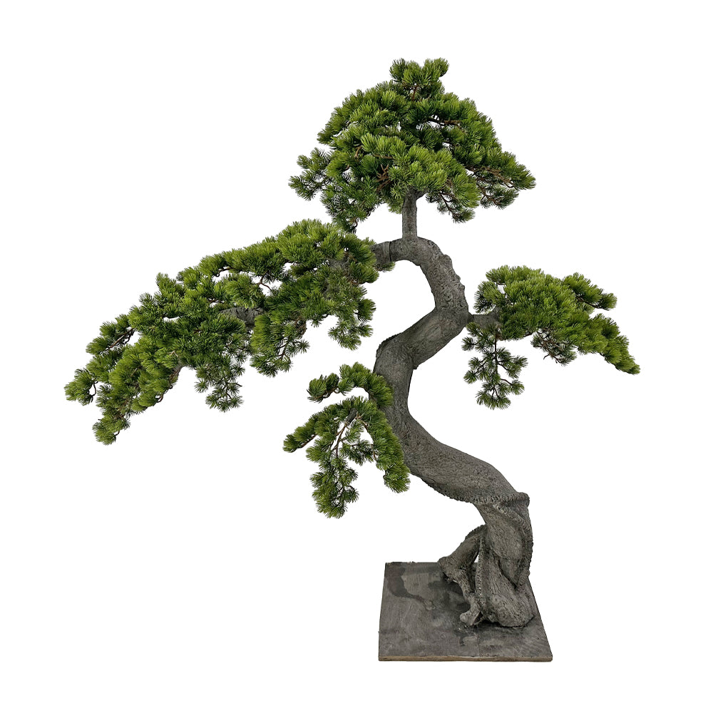 Zöld színű, mű fenyő bonsai fa.