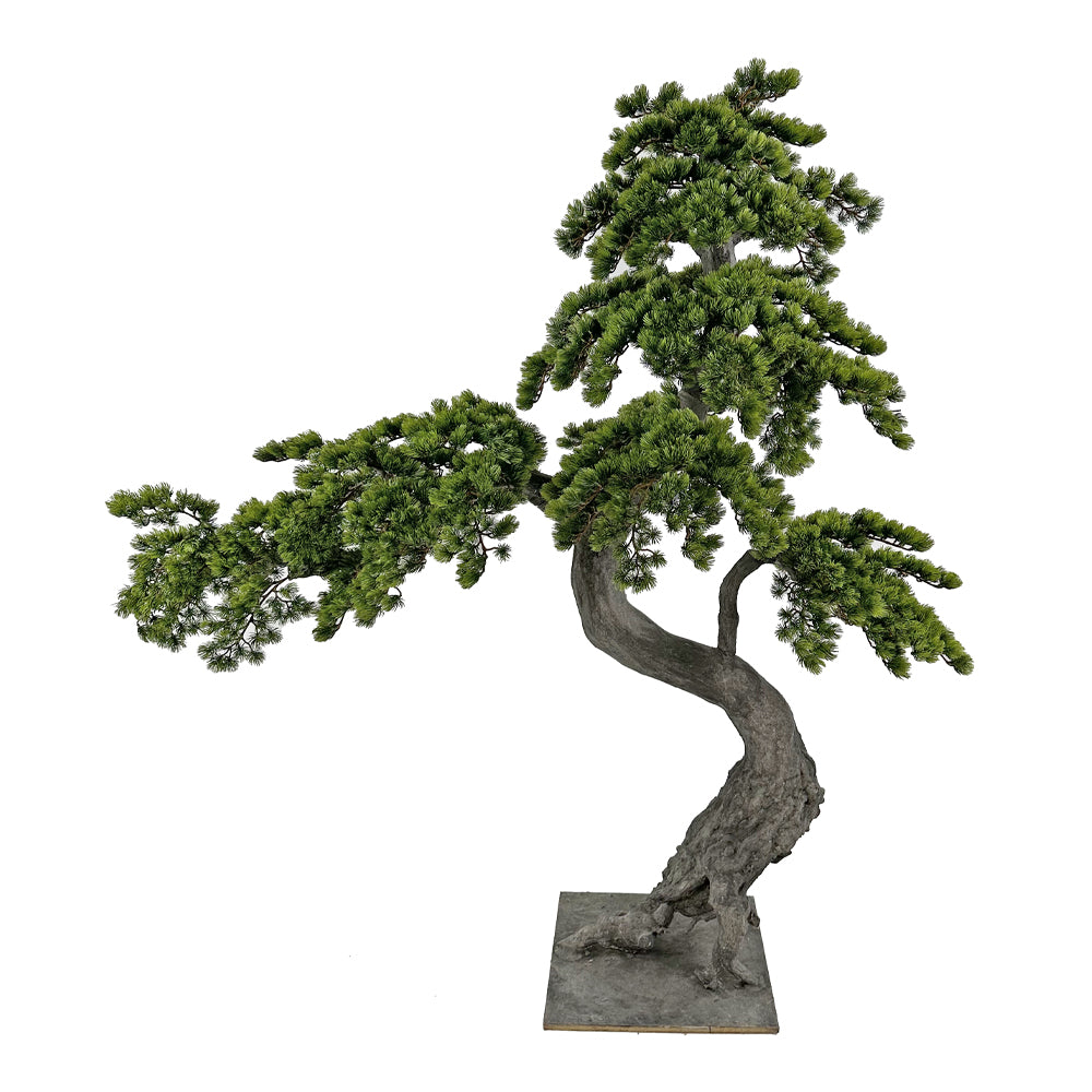 Zöld színű, mű fenyő bonsai fa.