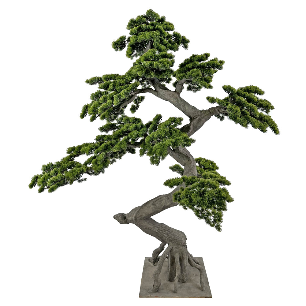 Zöld színű, mű fenyő bonsai fa.