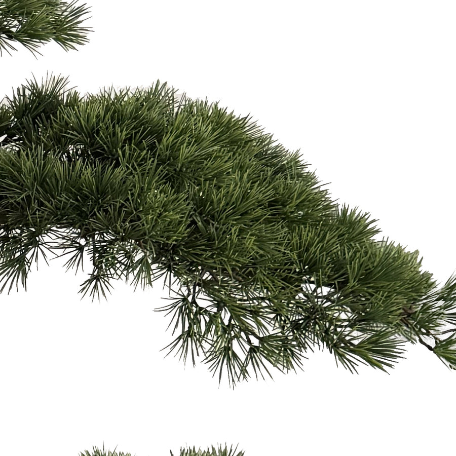 Mű fenyő bonsai ág közelkép valósághű zöld fenyőtűkkel