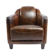 Dohánybarna színű bőrrel kárpitozott bőrfotel.